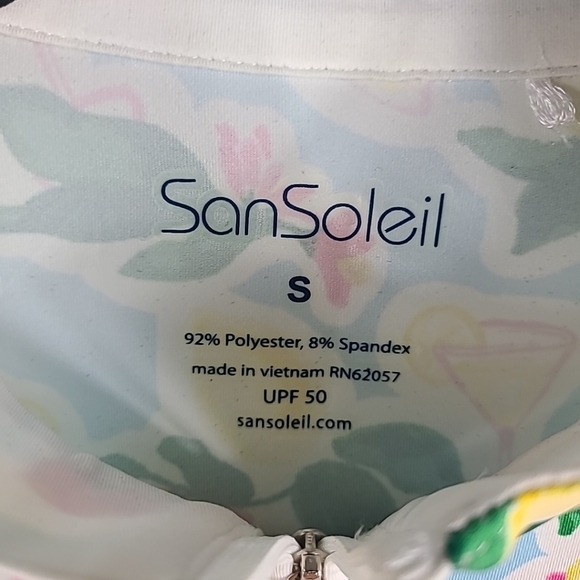 NEW San Soleil PARKS Rash Guard Sun Top UPF 50 Sporty Tennis Lemons Sz S - Picture 3 of 5